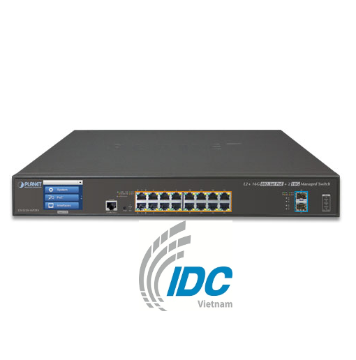 L2+ 16-Port 10/100/1000T 802.3at PoE + 2-Port 10G SFP+ Managed Switch with LCD Touch Screen (220W)